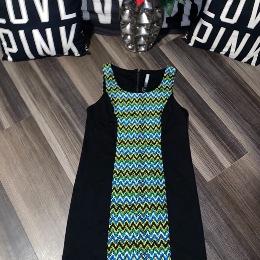 Kensie Black and Blue Sheath Mini Dress Sleeveless Scoop Neck - Picture 9 of 13